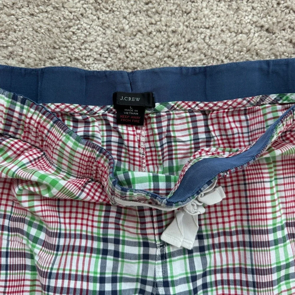 Mens Plaid Pajama Pants Red Green Navy Blue Drawstring Sleep Lounge size L